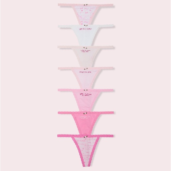 PINK x LoveShackFancy Rules of Pink 7-Pack V-String Panties - Picture 2 of 4